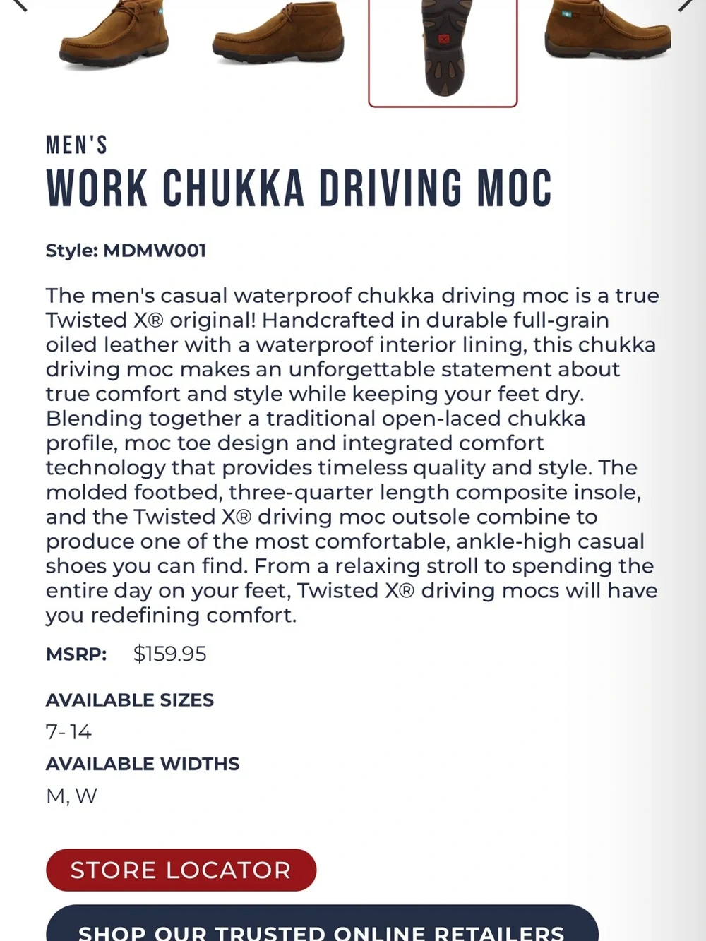 Men's Twisted X Suede Leather Work Driving Chukka Moccasin Boots